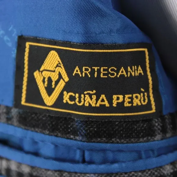 Kiton Sport Coat Size 48 38R US Black Gray & Blue Plaid Vicuna/Cashmere/Silk - Picture 7 of 10